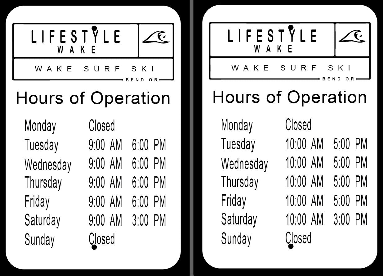 12''X18'' Hours Of Operation Sign