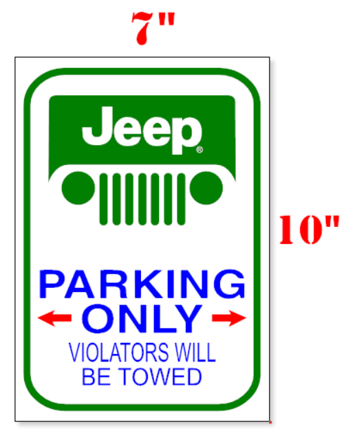 Vehicle parking Only Sign